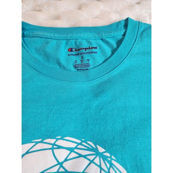 Champion Mens Small Teal Graphic Logo Short Sleeve T-Shirt‎ - Picture 2 of 6